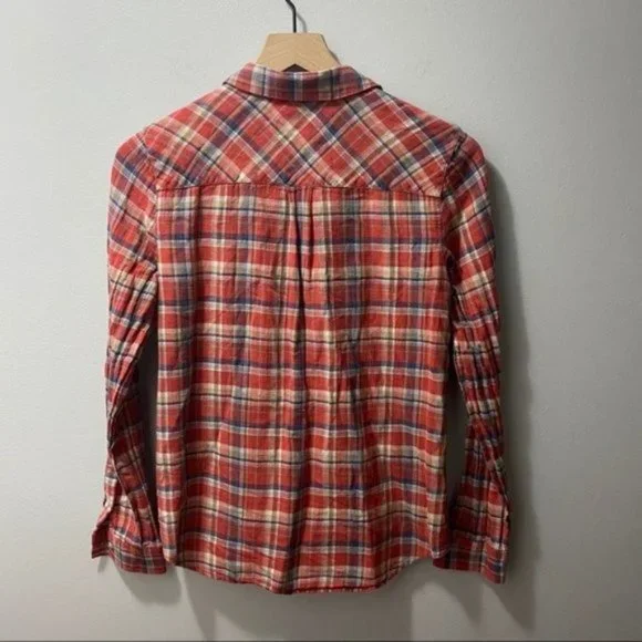Madewell Red Suntour Plaid Button Down Boyshirt Top - Picture 7 of 9